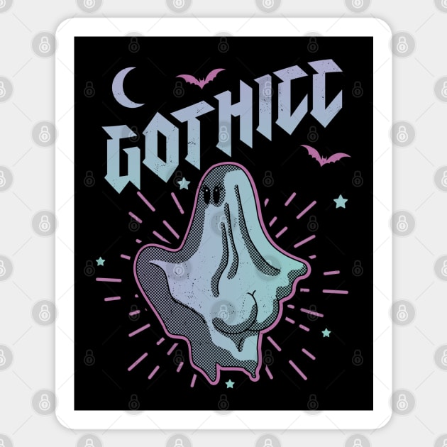 Gothicc Thicc Goth Aesthetic Pastel Cute Ghost Halloween Sticker by OrangeMonkeyArt